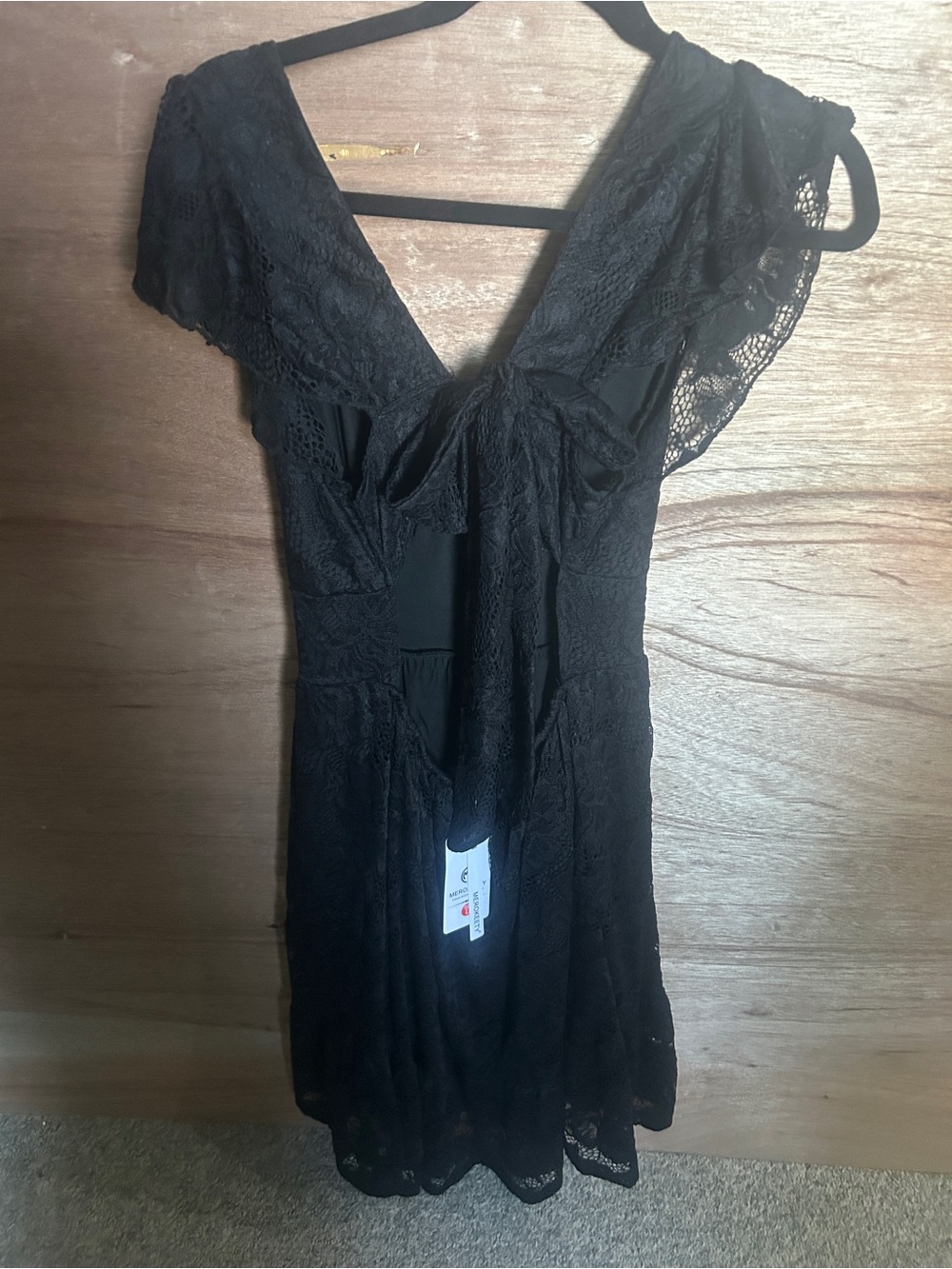 Black Lace V-Neck Mini Dress
